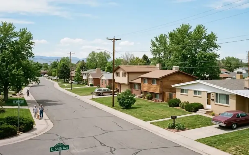 Mid-century tract homes in Commerce City Colorado from the 1960s-80s copper-pipe construction era
