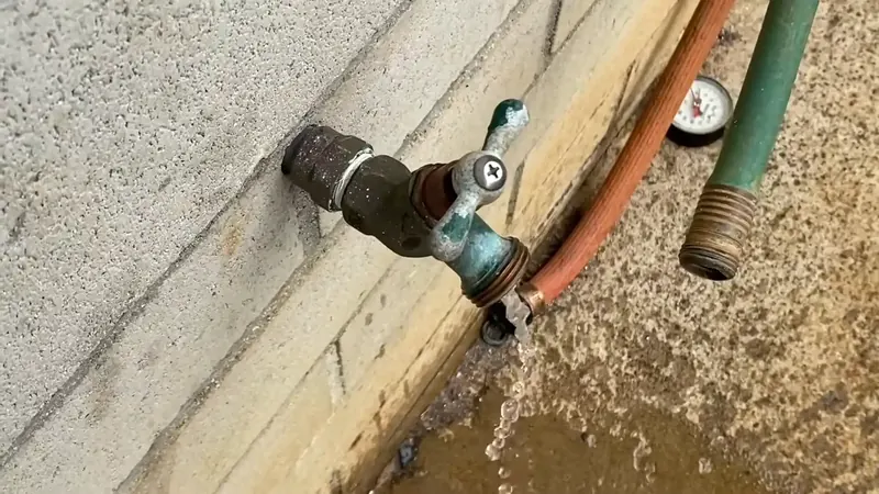 Pressure regulator valve on main supply line showing test gauge and fittings in a Commerce City home utility room